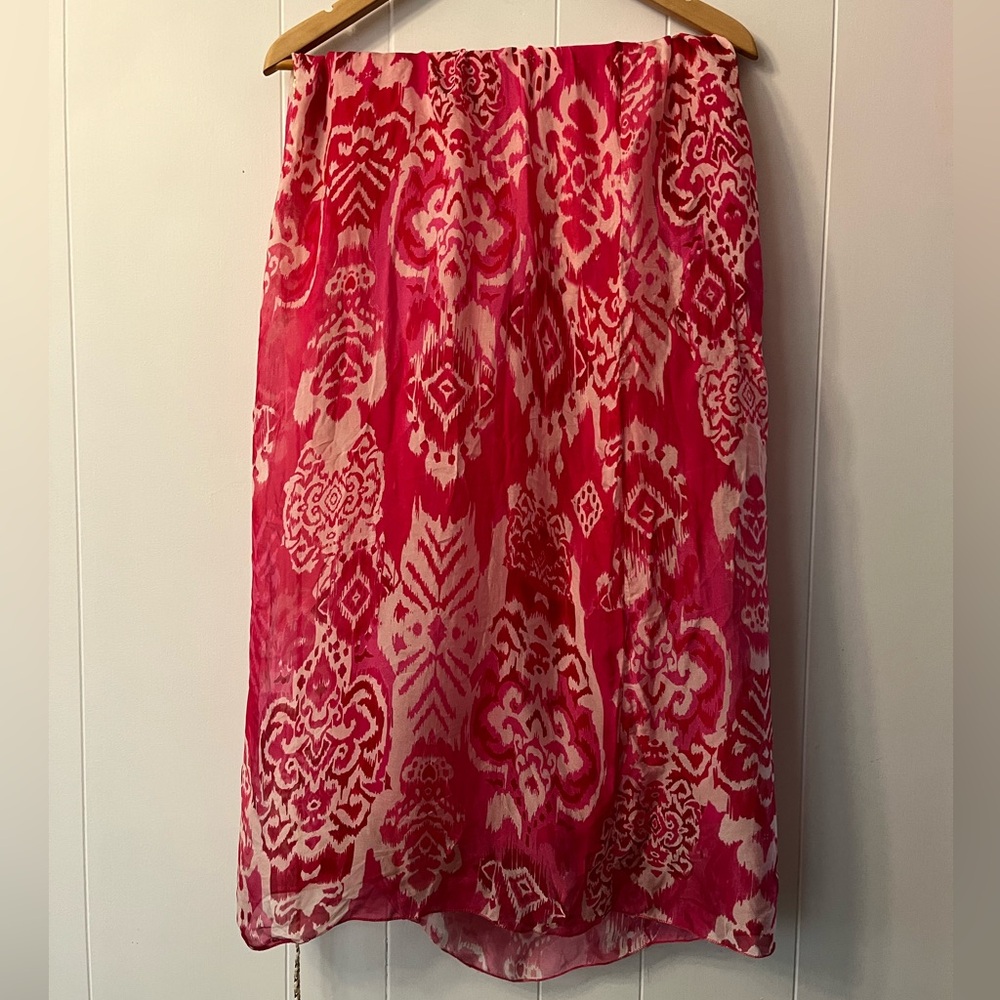 NWT Rosemarine Silk Blend Flowy Maxi Dress Belt Pink Patterned Italy Fuchsia new - Picture 7 of 12